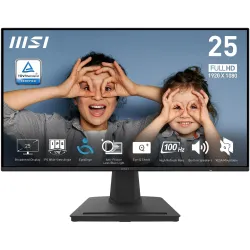 LCD Monitor-MSI-PRO MP252-24.5-Panel IPS-1920x1080-16:9-100Hz-Matte-1 ms-Speakers-Tilt-Colour Black-PROMP252