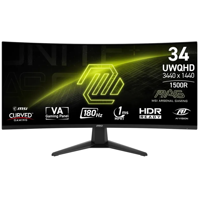 LCD Monitor-MSI-MAG 346CQ-34-Gaming-Curved-Panel VA-3440x1440-16:9-180 Hz-1 ms-MAG346CQ