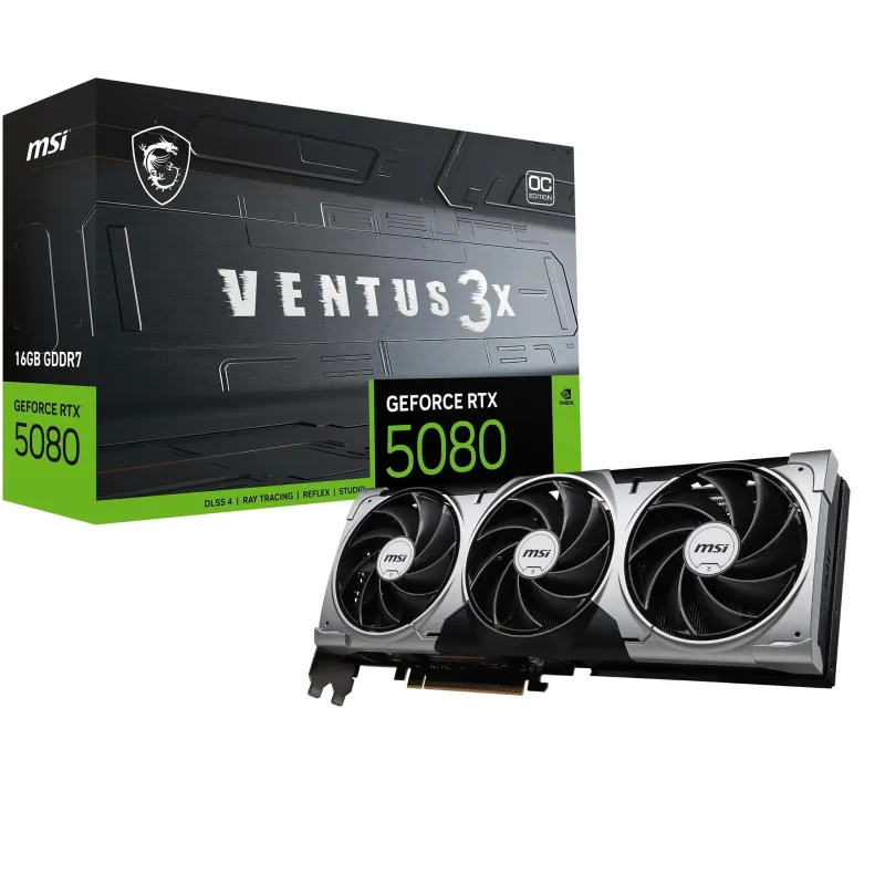 Graphics Card-MSI-NVIDIA GeForce RTX 5080-16 GB-GDDR7-256 bit-PCIE 5.0 16x-Dual Slot