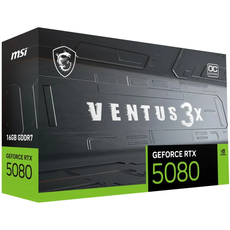 Graphics Card-MSI-NVIDIA GeForce RTX 5080-16 GB-GDDR7-256 bit-PCIE 5.0 16x-Dual Slot