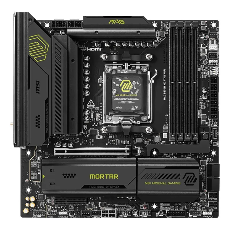 Mainboard-MSI-AMD B850-SAM5-Micro-ATX-Memory DDR5-Memory slots 4-1xPCI-Express 4.0 4x -1xPCI-Express 4.0 8x-1xPCI-Express 4.0