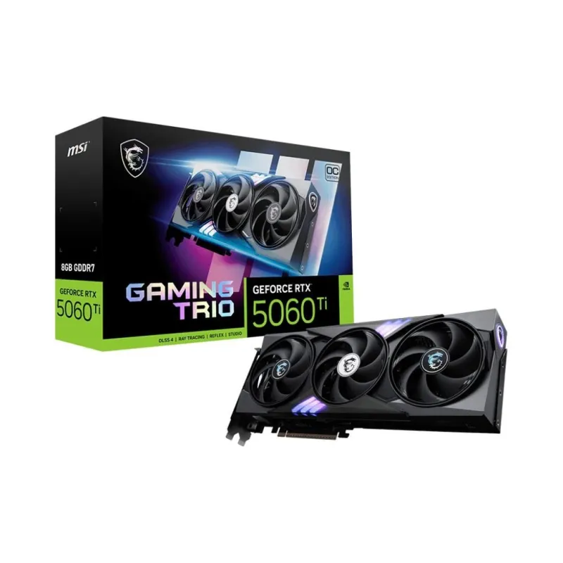 Graphics Card-MSI-NVIDIA-GeForce RTX 5060 Ti-8 GB-GDDR7-128 bit-PCI Express x16 5.0-Active-RTX5060TI8GGAMTRIOOC