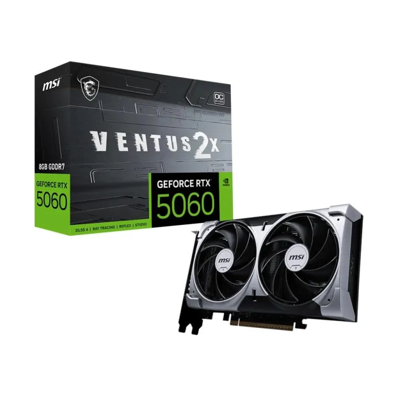 Graphics Card-MSI-NVIDIA GeForce RTX 5060-8 GB-GDDR7-128 bit-PCIE 5.0 16x-Dual Slot Fansink-RTX50608GVENTUS2XOC