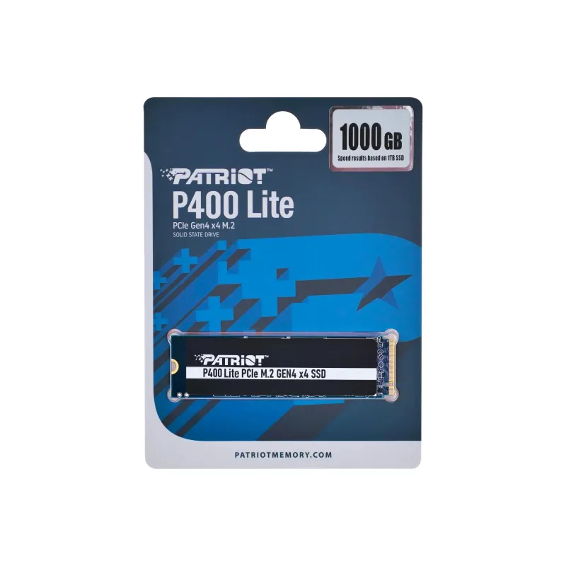 SSD-PATRIOT-P400 Lite-1TB-M.2-PCIE-NVMe-Write speed 2700 MBytes-sec-Read speed 3500 MBytes-sec-3.8mm-P400LP1KGM28H