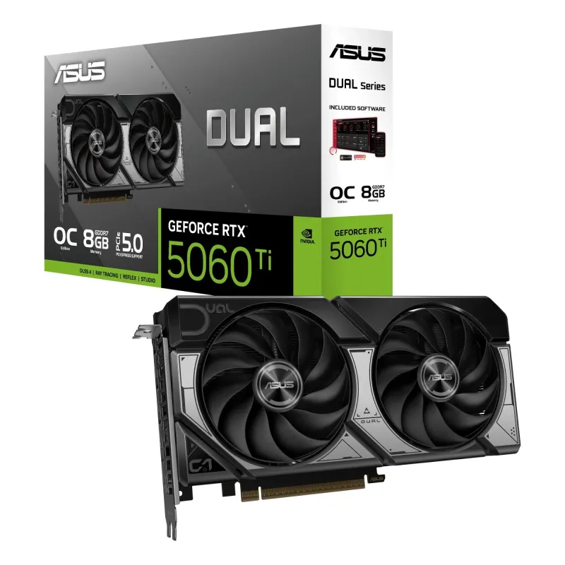 Graphics Card-ASUS-NVIDIA GeForce RTX 5060 Ti-8 GB-GDDR7-128 bit-PCIE 5.0 16x-Dual Slot