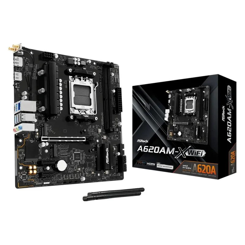 Mainboard-ASROCK-AMD A620-Socket AM5-micro ATX-RAM DDR5-SDRAM-2xSlots-Wi-Fi Yes-Bluetooth Yes-1xNumber of M.2 ,M,