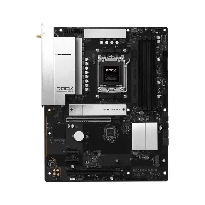 Mainboard-ASROCK-AMD B850-Socket AM5-ATX-RAM DDR5-SDRAM-4xSlots-Wi-Fi Yes-Bluetooth Yes-B850ROCKWIFI7