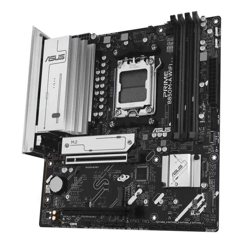 Mainboard-ASUS-AMD B850-SAM5-Micro-ATX-Memory DDR5-Memory slots 4-1xPCI-Express 4.0 16x-1xPCI-Express 5.0