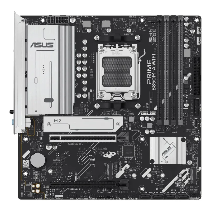 Mainboard-ASUS-AMD B850-SAM5-Micro-ATX-Memory DDR5-Memory slots 4-1xPCI-Express 4.0 16x-1xPCI-Express 5.0