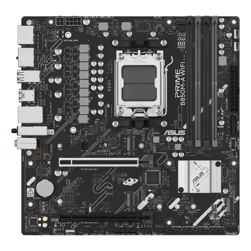 Mainboard-ASUS-AMD B850-SAM5-Micro-ATX-Memory DDR5-Memory slots 4-1xPCI-Express 4.0 16x-1xPCI-Express 5.0