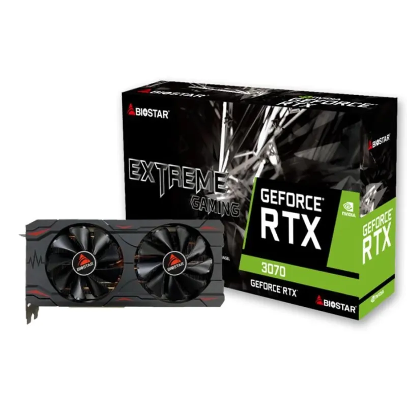 Graphics Card-BIOSTAR-NVIDIA GeForce RTX 3070-8 GB-GDDR6-256 bit-PCIE 4.0 16x-GPU 1500 MHz-Dual Slot