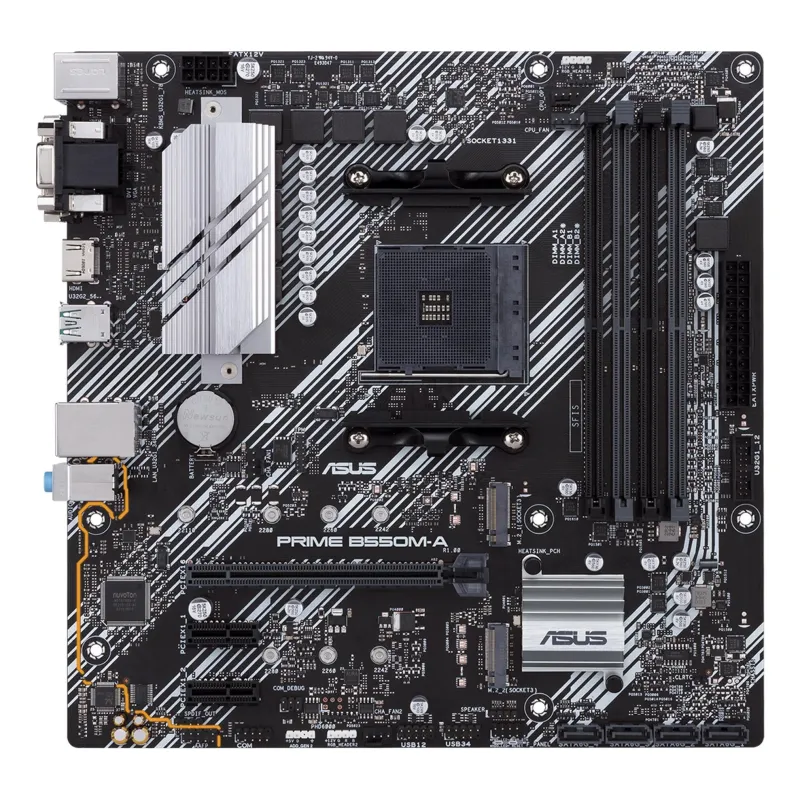 Mainboard-ASUS-AMD B550-SAM4-MicroATX-Memory DDR4-Memory slots 4-2xPCI-Express 3.0 1x-1xPCI-Express 4.0 16x-2xM.2-1x15pin