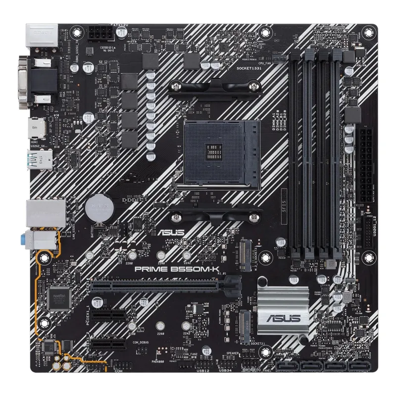 Asus - PRIME B550M-K - Processor family AMD - Processor socket AM4 - DDR4 - Memory slots 4 - Chipset AMD B - Micro ATX