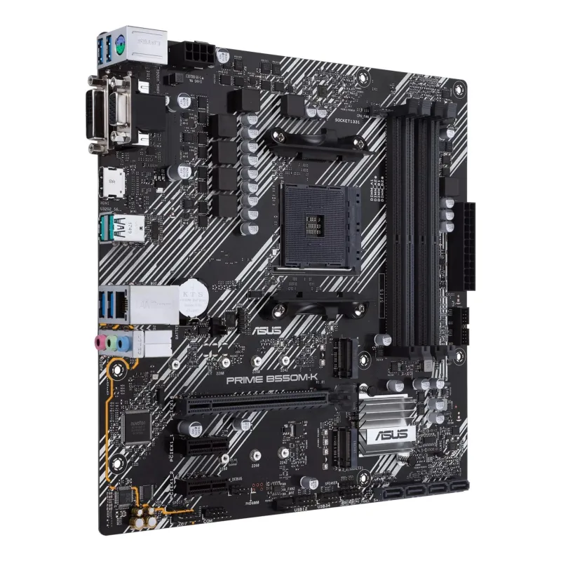 Asus - PRIME B550M-K - Processor family AMD - Processor socket AM4 - DDR4 - Memory slots 4 - Chipset AMD B - Micro ATX