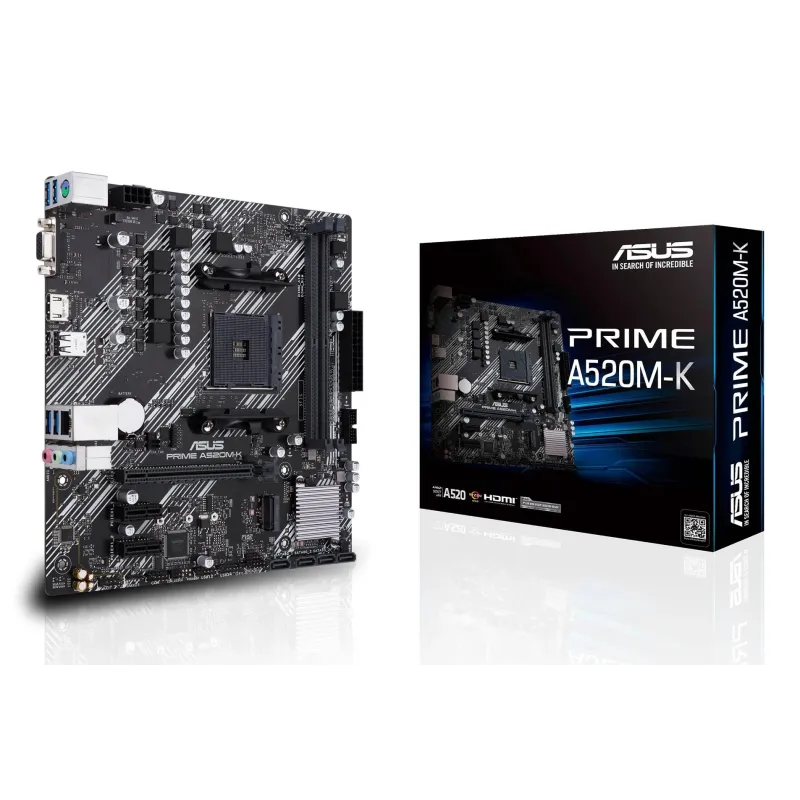 Mainboard-ASUS-AMD A520-SAM4-MicroATX-2xPCI-Express 3.0 1x-1xPCI-Express 3.0 16x-1xM.2-Memory DDR4-Memory slots 2-1x15pin