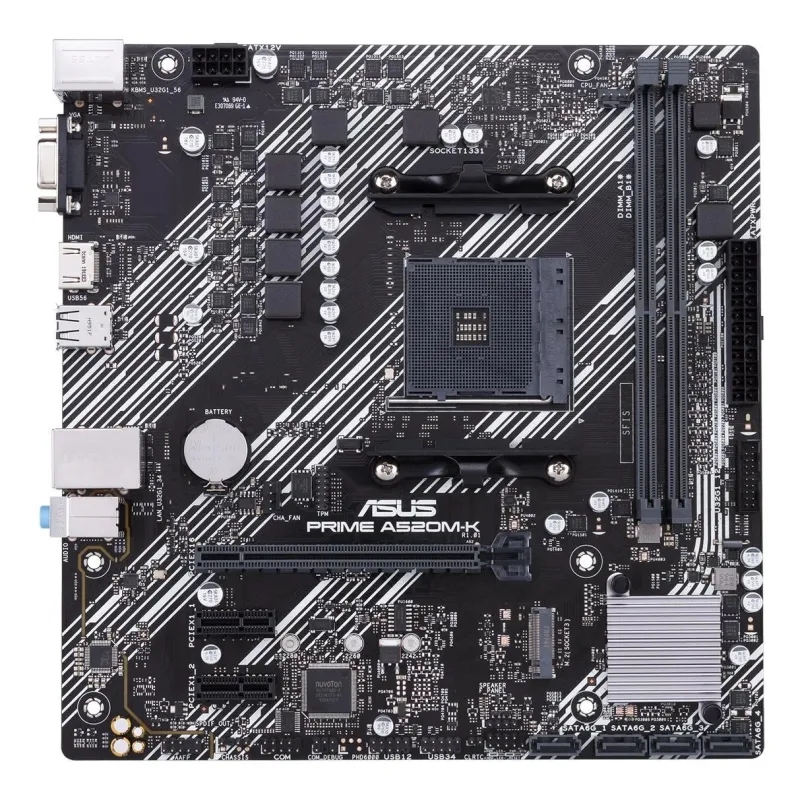 Mainboard-ASUS-AMD A520-SAM4-MicroATX-2xPCI-Express 3.0 1x-1xPCI-Express 3.0 16x-1xM.2-Memory DDR4-Memory slots 2-1x15pin