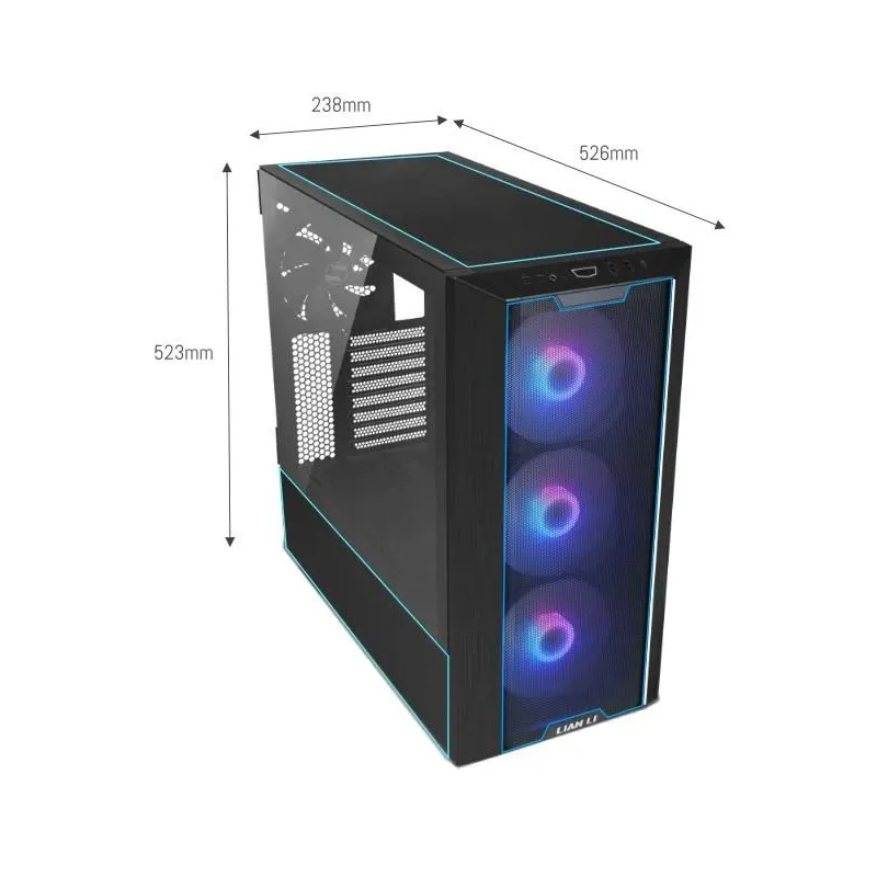 Case-LIAN LI-LANCOOL III-MidiTower-Case product features Transparent panel-ATX-EATX-MicroATX-MiniITX-Colour Black-G99.LAN3RX.00