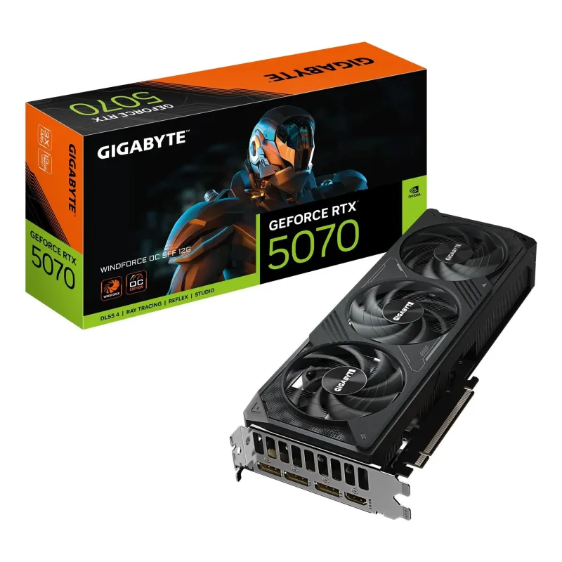 Graphics Card-GIGABYTE-NVIDIA GeForce RTX 5070-12 GB-GDDR7-192 bit-PCIE 5.0 16x-GPU 2542 MHz-Triple slot