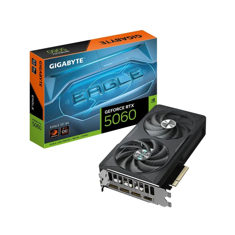 Graphics Card-GIGABYTE-NVIDIA GeForce RTX 5060-8 GB-GDDR7-128 bit-PCIE 5.0 16x-GPU 2550 MHz-Dual Slot