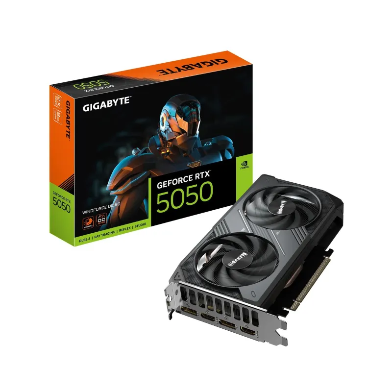 Graphics Card-GIGABYTE-NVIDIA GeForce RTX 5050-8 GB-GDDR6-128 bit-PCIE 5.0 16x-GPU 2587 MHz-Dual Slot