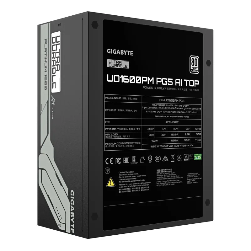 Power Supply-GIGABYTE-GP-UD1600PM PG5-1600 Watts-Efficiency 80 PLUS PLATINIUM-PFC Active-GP-UD1600PMPG5