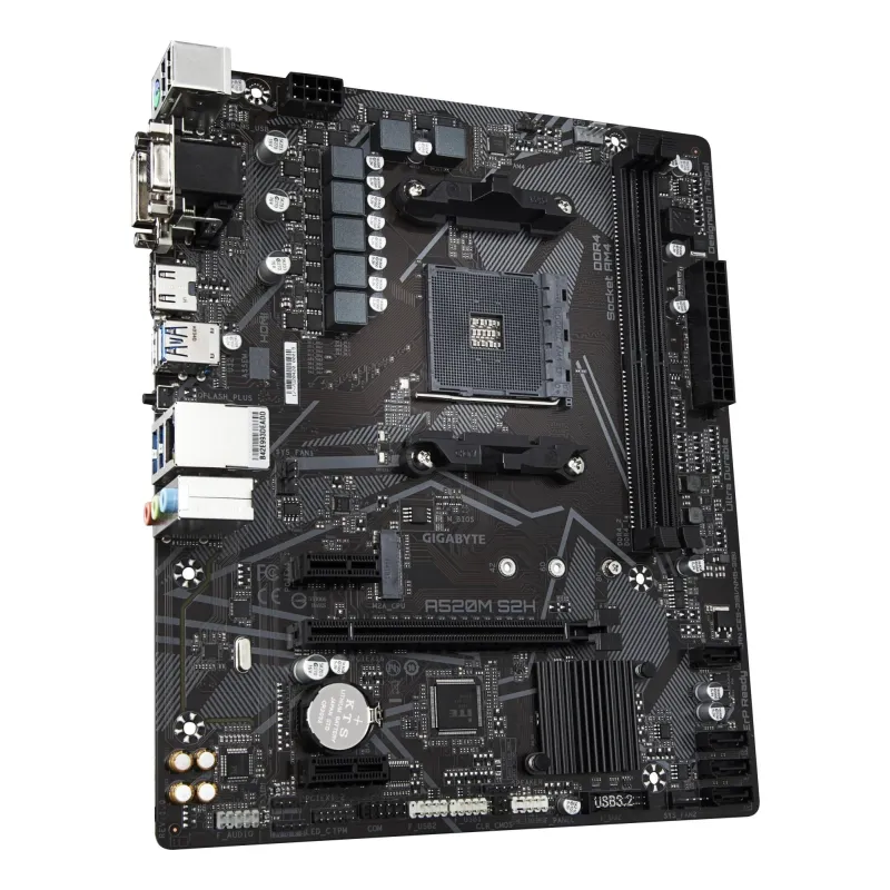 Mainboard-GIGABYTE-AMD A520-SAM4-Micro-ATX-Memory DDR4-Memory slots 2-2xPCI-Express 3.0 1x-1xPCI-Express 3.0 16x-1xM.2-1x15pin