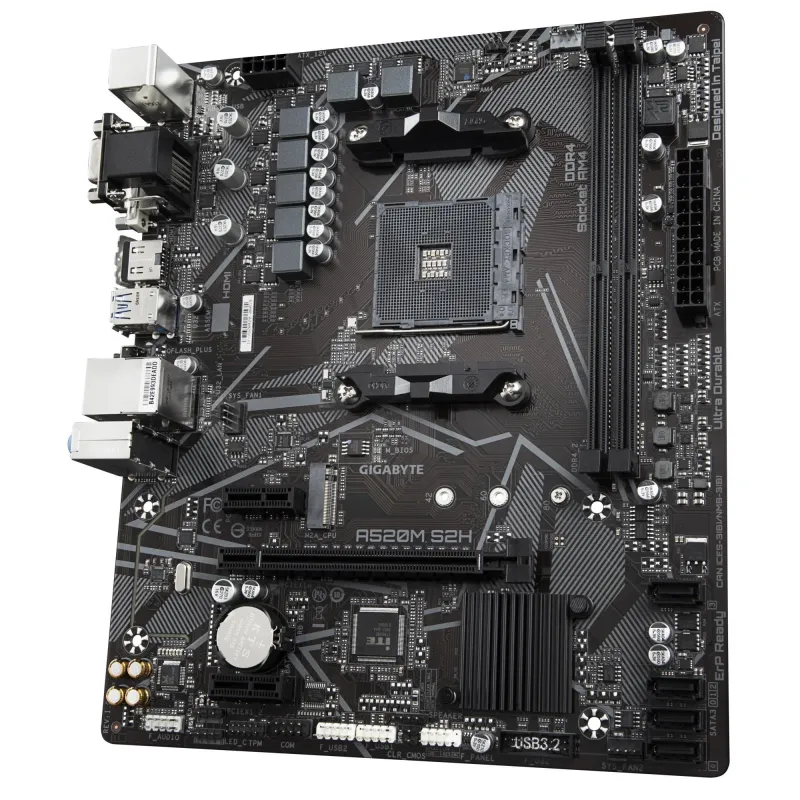Mainboard-GIGABYTE-AMD A520-SAM4-Micro-ATX-Memory DDR4-Memory slots 2-2xPCI-Express 3.0 1x-1xPCI-Express 3.0 16x-1xM.2-1x15pin