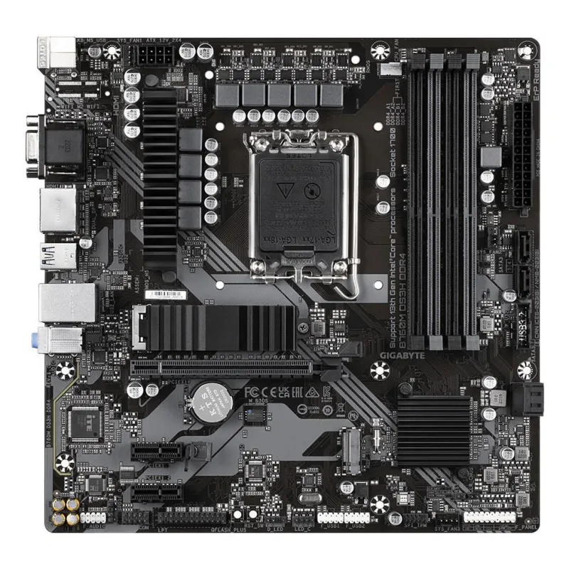 Mainboard-GIGABYTE-B760M DS3H DDR4-Intel B760 Express-LGA 1700-micro ATX-RAM DDR4-SDRAM-4xSlots-2xNumber of M.2 ,M,