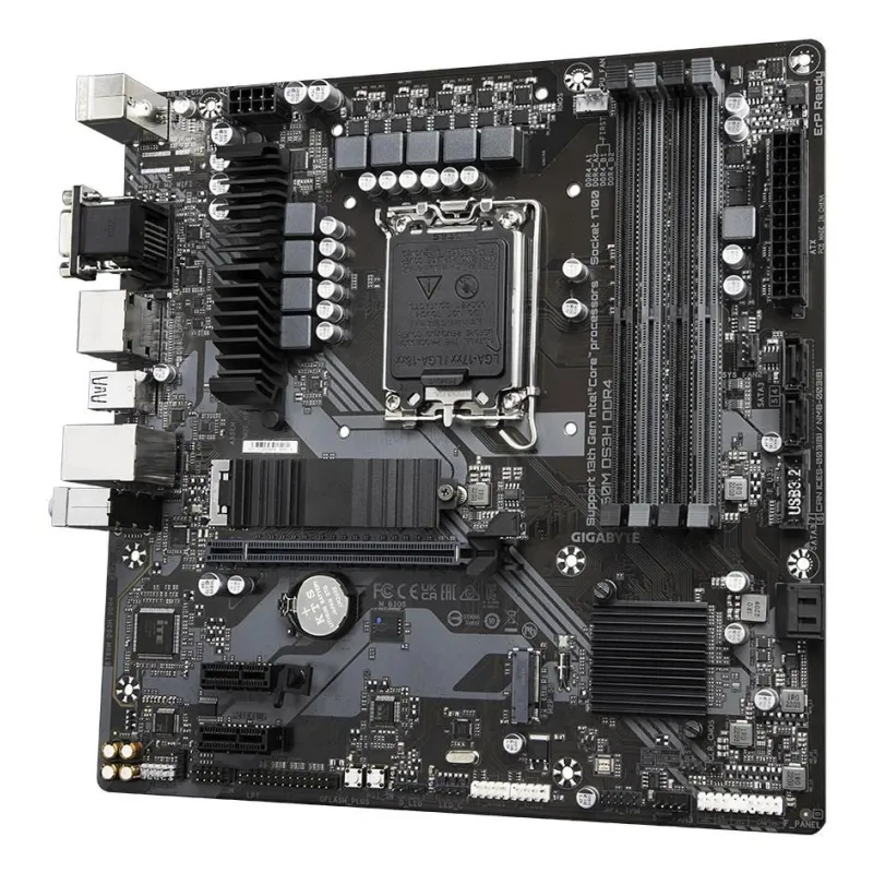Mainboard-GIGABYTE-B760M DS3H DDR4-Intel B760 Express-LGA 1700-micro ATX-RAM DDR4-SDRAM-4xSlots-2xNumber of M.2 ,M,