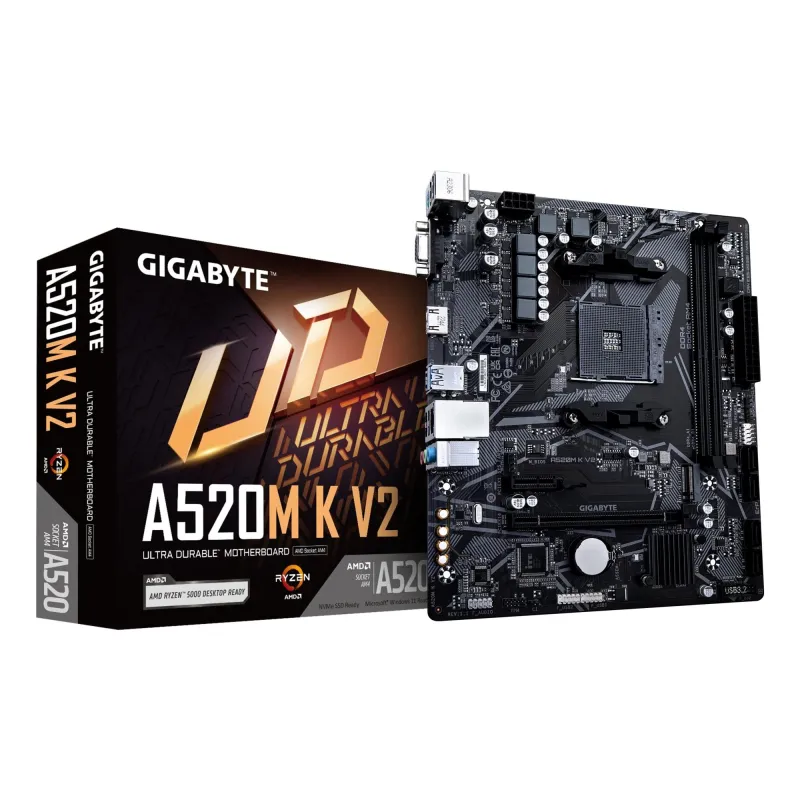 Mainboard-GIGABYTE-AMD A520-SAM4-Micro-ATX-Memory DDR4-Memory slots 2-1xPCI-Express 3.0 1x-1xPCI-Express 3.0 16x-1xM.2-1x15pin