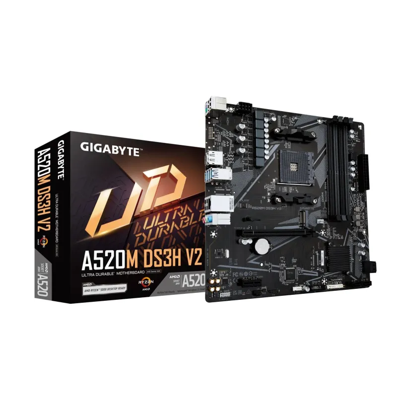 Mainboard-GIGABYTE-AMD A520-SAM4-Micro-ATX-Memory DDR4-Memory slots 4-A520MDS3HV2