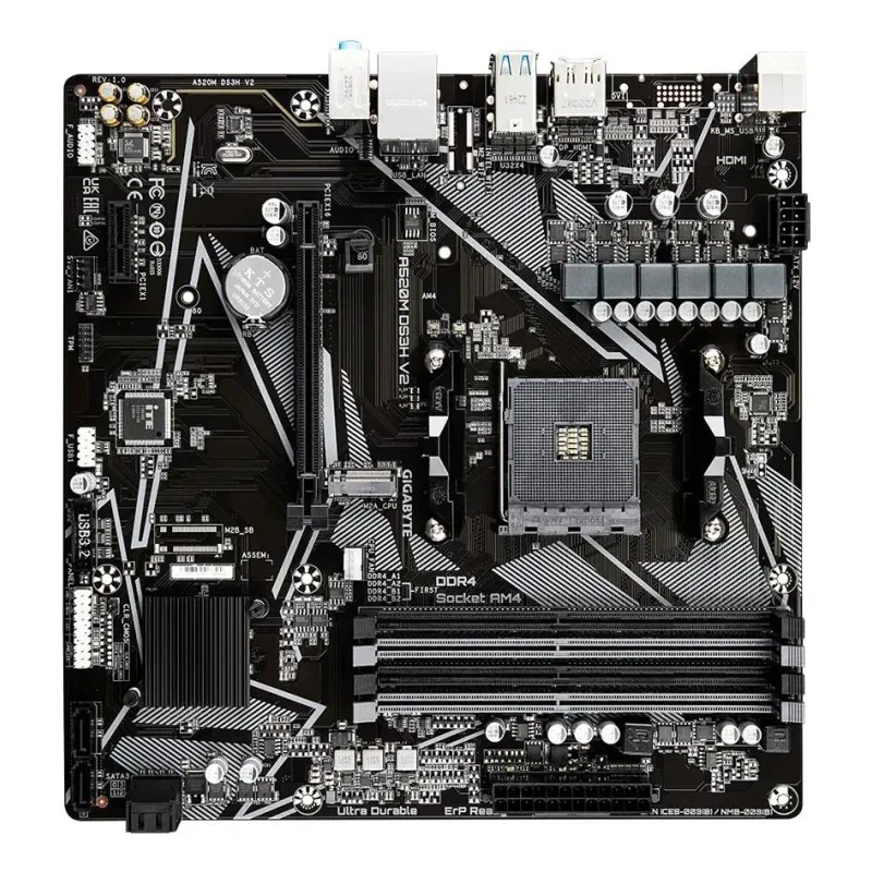 Mainboard-GIGABYTE-AMD A520-SAM4-Micro-ATX-Memory DDR4-Memory slots 4-A520MDS3HV2