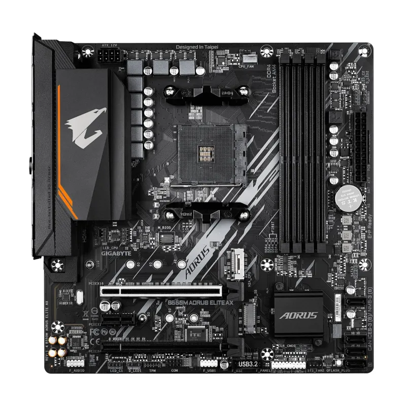 Mainboard-GIGABYTE-AMD B550-Socket AM4-micro ATX-RAM DDR4-SDRAM-4xSlots-Wi-Fi Yes-Bluetooth Yes-2xNumber of M.2 ,M, slots-B550M