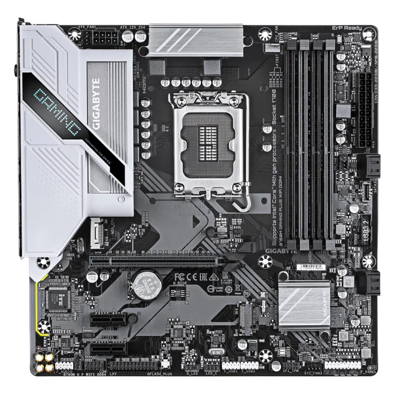 Mainboard-GIGABYTE-B760M GAMING PLUS WIFI DDR4 ,REV. 1.1,-Intel B760-LGA 1700-micro ATX-RAM DDR4-SDRAM-4xSlots-Wi-Fi