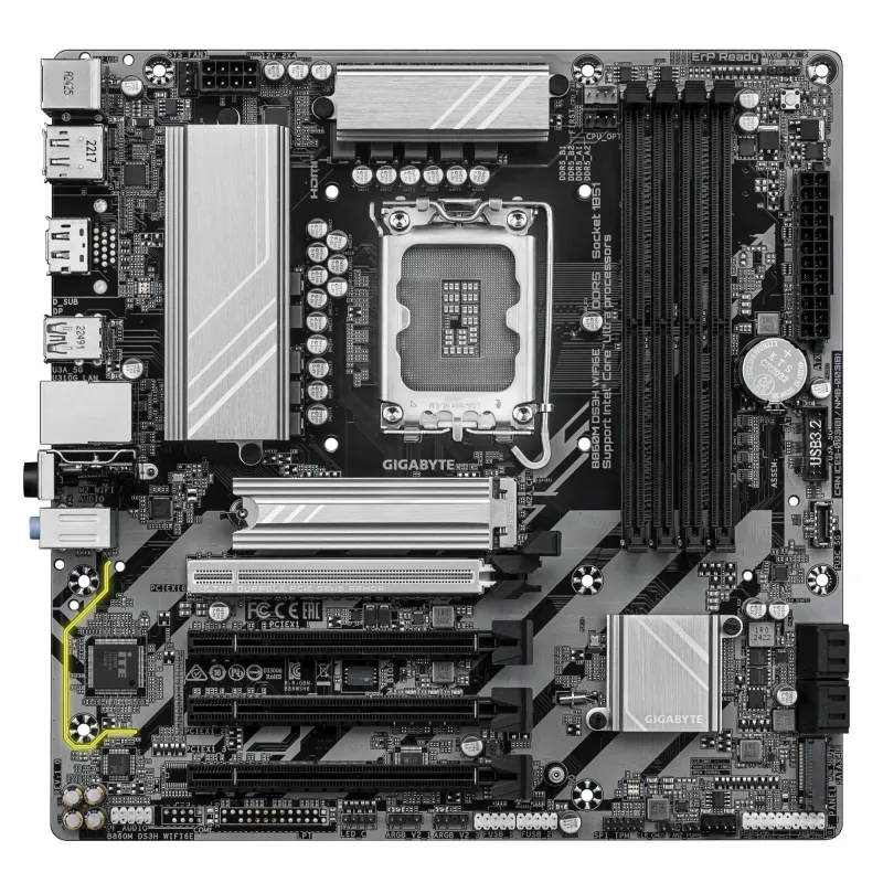 Mainboard-GIGABYTE-Intel B860 Express-LGA1851-Micro-ATX-Memory DDR5-Memory slots 4-4xPCI-Express 4.0 16x-1xPCI-Express 5.0