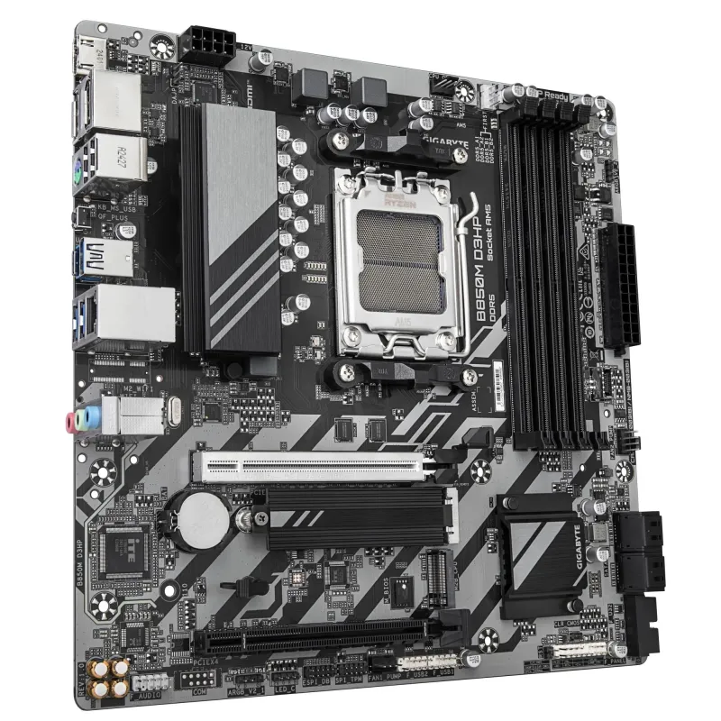 Gigabyte B850M D3HP - Processor family AMD - Processor socket AM5 - DDR5 - Supported hard disk drive interfaces M.2, SATA -