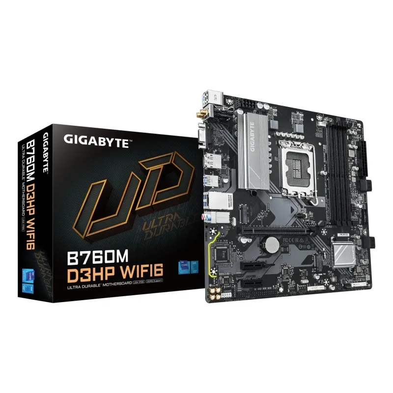 Mainboard-GIGABYTE-Intel B760 Express-LGA1700-Micro-ATX-Memory DDR5-Memory slots 4-B760MD3HPWIFI61.0