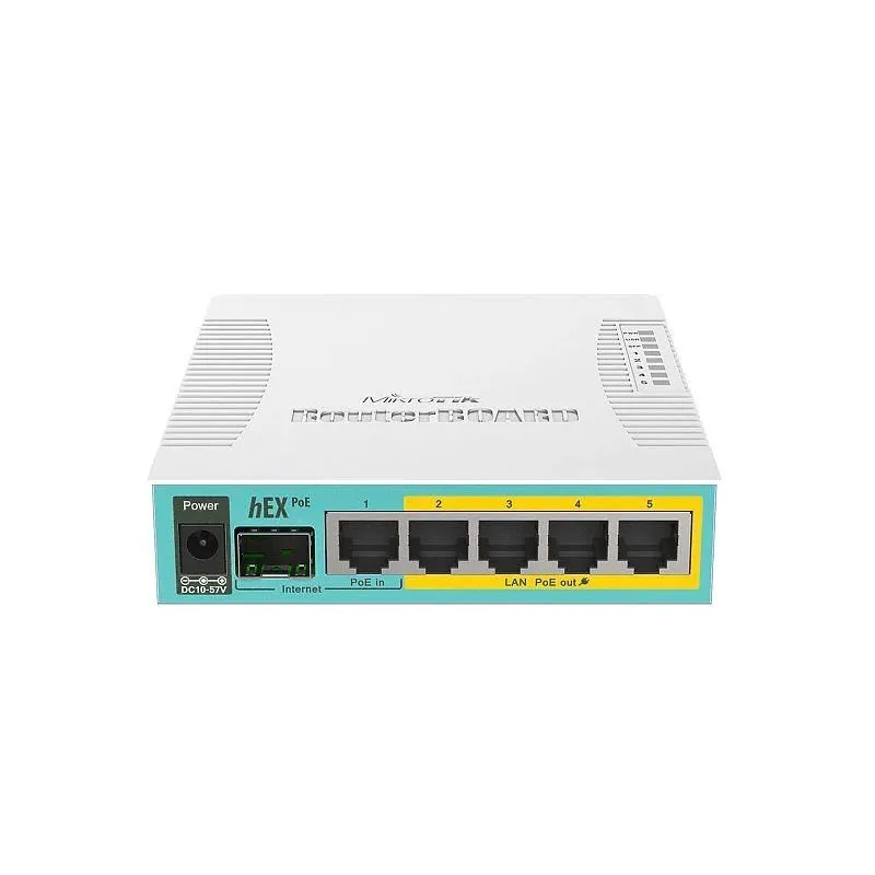 Mikrotik Wired Ethernet Router RB960PGS, hEX PoE, CPU 800MHz, 128MB RAM, 16MB, 1xSFP, 5xGigabit LAN, 1xUSB, Power Output On