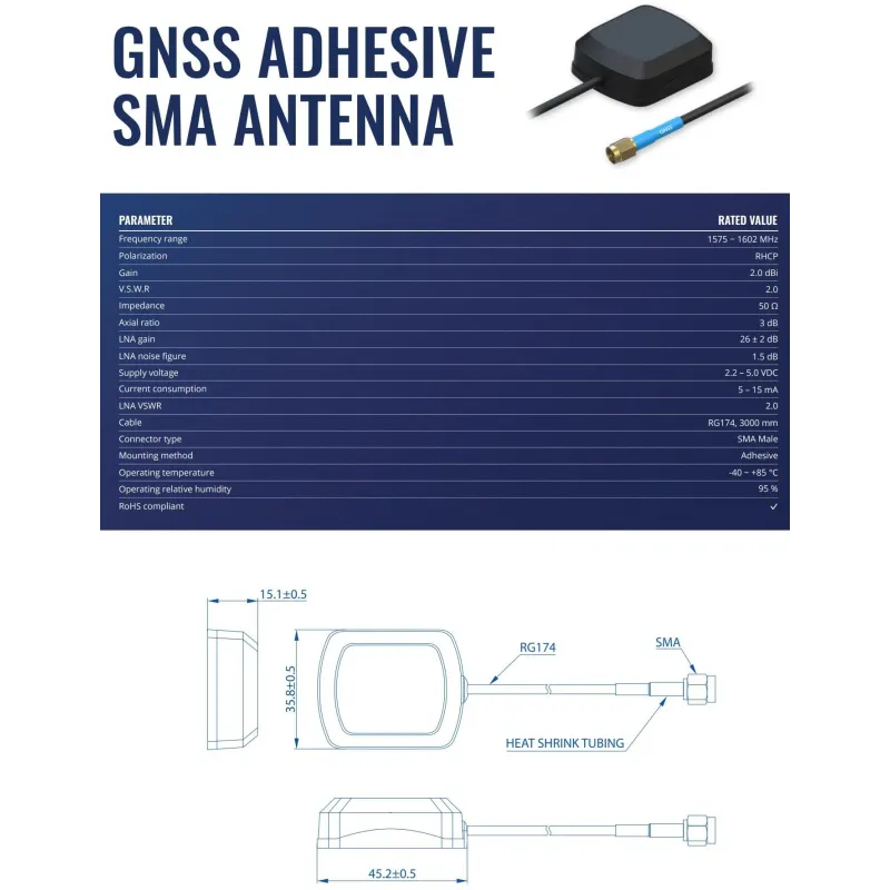Antenna gnss sma adhesive-pr1ksg30 teltonika