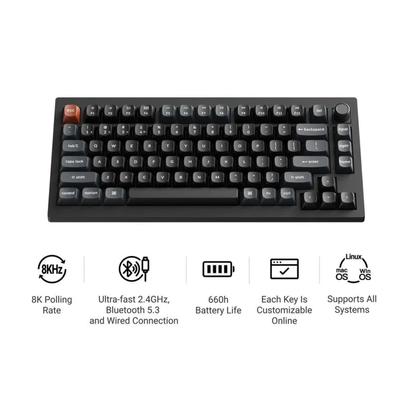 Keyboard wrl v1 ultra-black v1u-d4 keychron