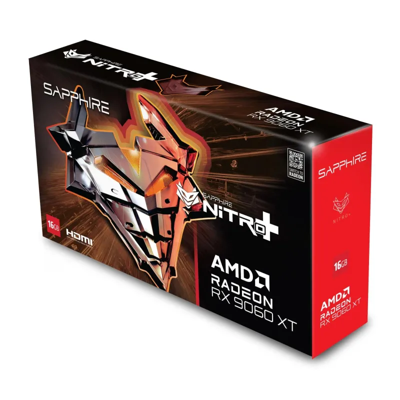 Graphics Card-SAPPHIRE-AMD Radeon RX 9060 XT-16 GB-GDDR6-128 bit-PCIE 5.0 16x-Triple slot Fansink-11350-01-20G