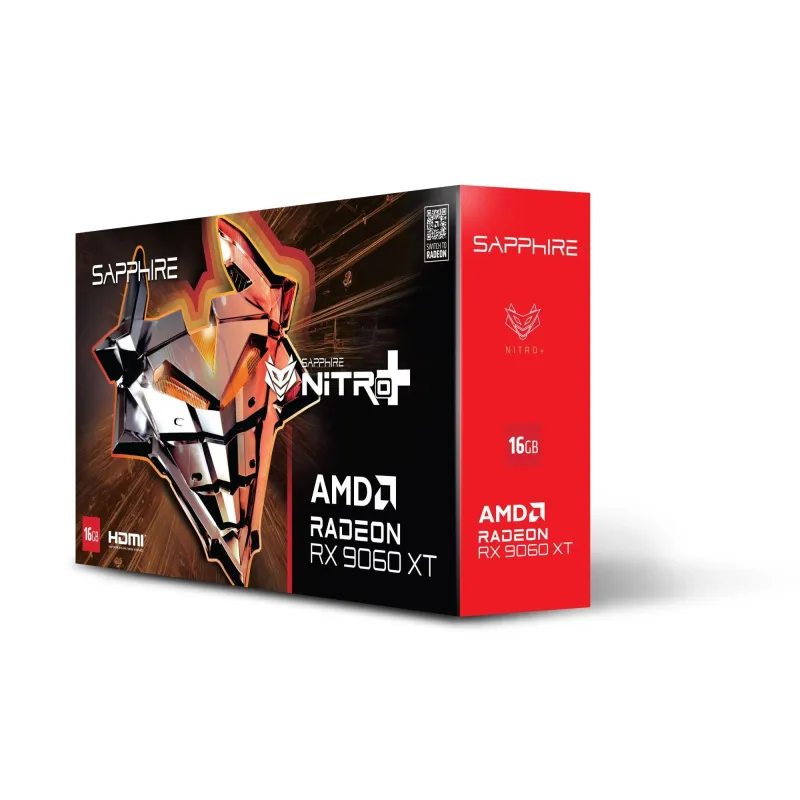 Graphics Card-SAPPHIRE-AMD Radeon RX 9060 XT-16 GB-GDDR6-128 bit-PCIE 5.0 16x-Triple slot Fansink-11350-01-20G