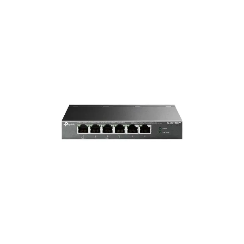Switch-TP-LINK-TL-SG1006PP-Desktop-pedestal-6x10Base-T - 100Base-TX - 1000Base-T-PoE+ ports 4-TL-SG1006PP