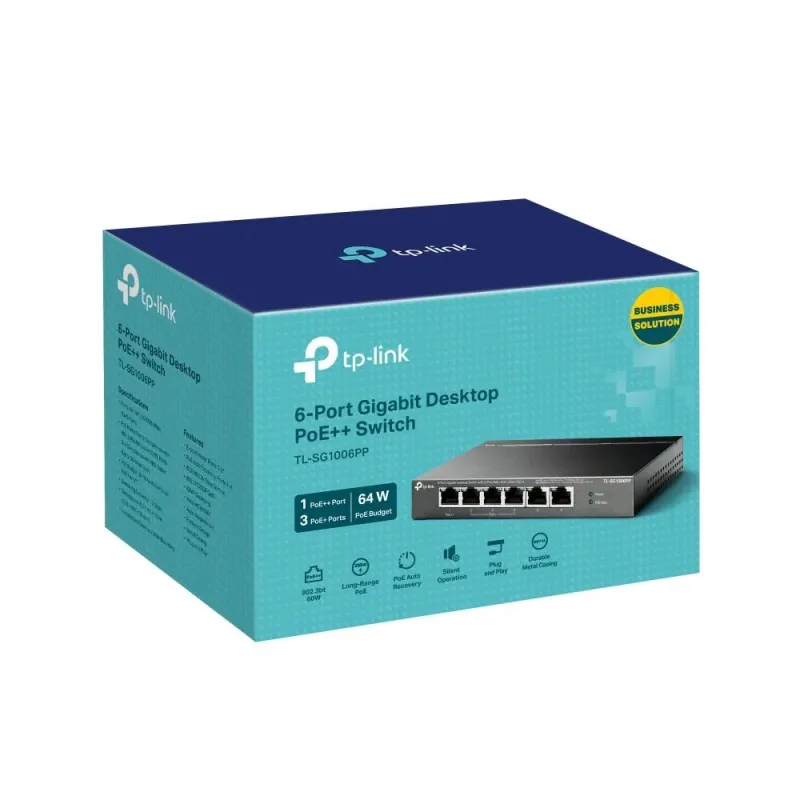 Switch-TP-LINK-TL-SG1006PP-Desktop-pedestal-6x10Base-T - 100Base-TX - 1000Base-T-PoE+ ports 4-TL-SG1006PP