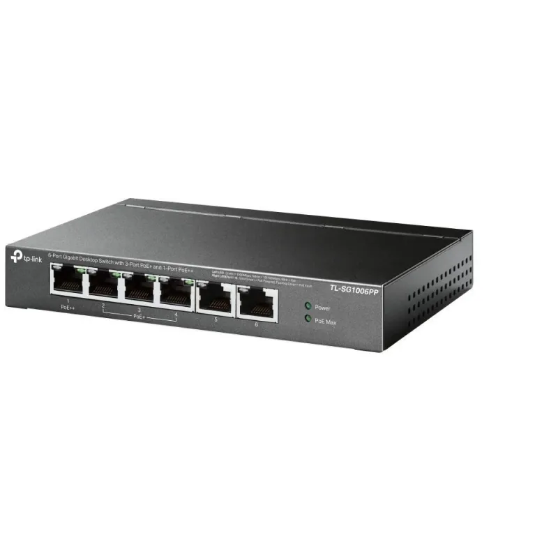 Switch-TP-LINK-TL-SG1006PP-Desktop-pedestal-6x10Base-T - 100Base-TX - 1000Base-T-PoE+ ports 4-TL-SG1006PP