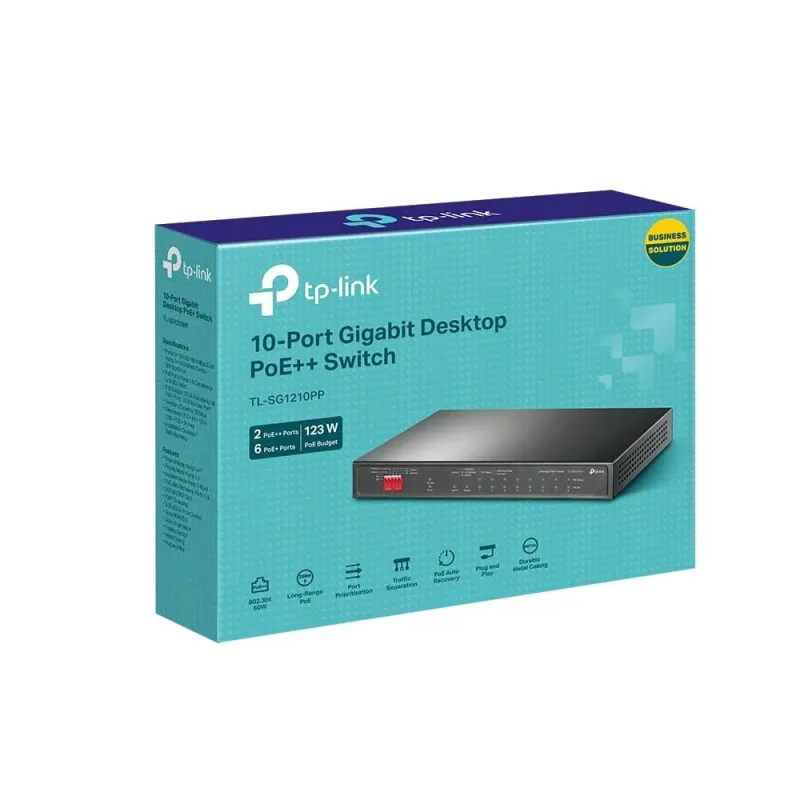 Switch-TP-LINK-TL-SG1210PP-9x10Base-T - 100Base-TX - 1000Base-T-1x10-100-1000BASE-T-SFP combo-PoE+ ports 6-TL-SG1210PP