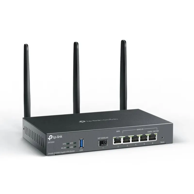 Wireless Router-TP-LINK-Omada AX3000 Gigabit VPN Router-Data speed 3000 Mbit-s-Ethernet WAN Yes-WAN connection type SFP-Ethernet