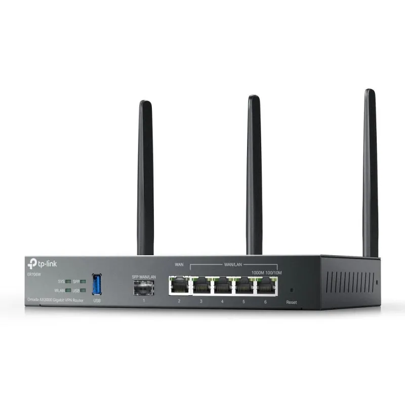 Wireless Router-TP-LINK-Omada AX3000 Gigabit VPN Router-Data speed 3000 Mbit-s-Ethernet WAN Yes-WAN connection type SFP-Ethernet