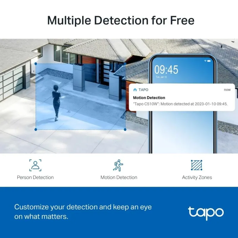 TP-LINK Pan-Tilt Security Wi-Fi Camera - Tapo C510W - Dome - 3 MP - 3.9mm - IP65 - H.264 - MicroSD, up to 512 GB