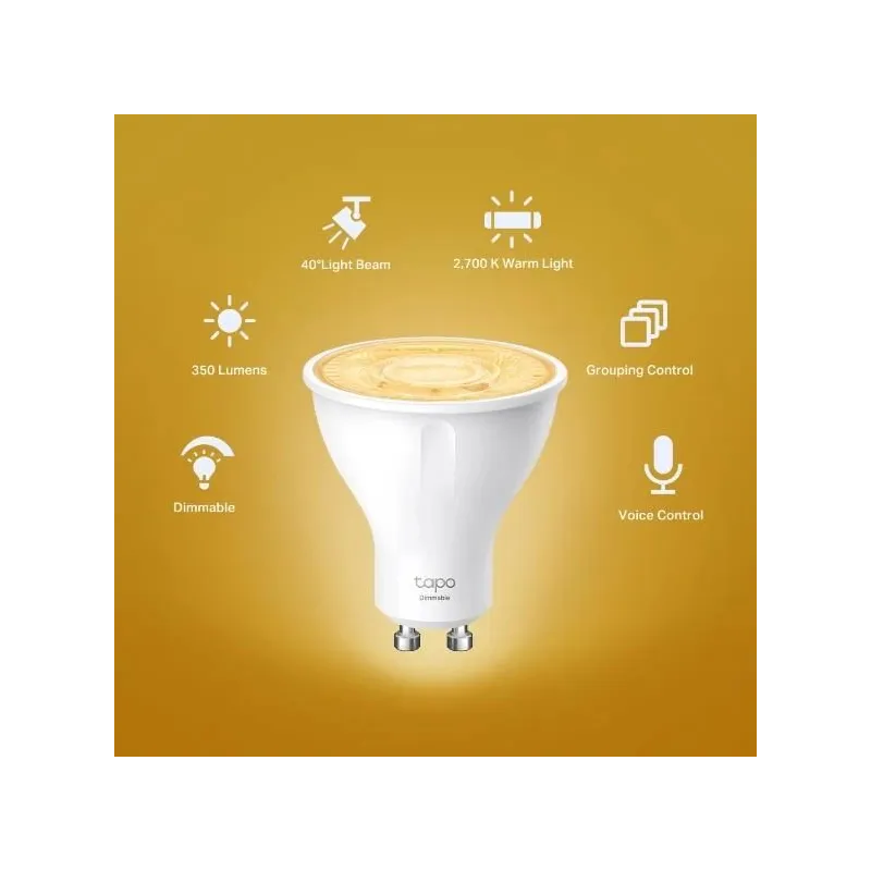 Smart Light Bulb-TP-LINK-Power consumption 2.9 Watts-Luminous flux 350 Lumen-2700 K-Beam angle 40 degrees-TAPOL610